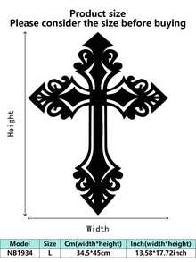 1 pieza Mural de arte industrial de hierro, Cruz anti-oxidante y rosa blanca, diseño religioso minimalista para regalo de Pascua/Día de Todos los Santos/Navidad - Multicolor - Ver 34