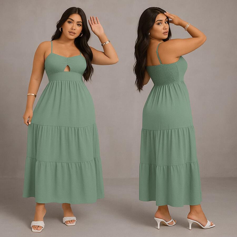 Elegant And Sophisticated Dress – Model With Delicate Cut And Multiple Colors - Mint Green - View 1