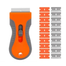 1 Set Of Cleaning Blade Scraper, Glass Scraper Scraper Tool, With 5 Steel And 5 Plastic Extra Blades, Used To Remove Stickers, Paper, Food Residue, Oil Stains, Paint And Glue On Ovens And Windows