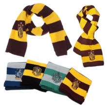 Harry Potter 1条/3条装带徽章围巾，电影同款，角色扮演服装配饰，家居围巾，动漫周边，柔软保暖面料，抗起球透气，适合粉丝、男女老少冬季日常佩戴，礼物收藏品 - 彩色 - 查看 2