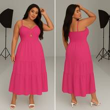 Elegant And Sophisticated Dress – Model With Delicate Cut And Multiple Colors - Hot Pink - View 2