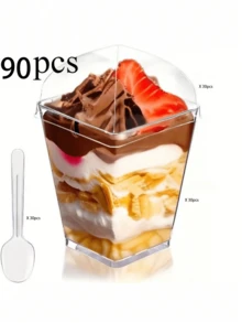 10/50/100 Pieces 2/4/5 Ounces (60/120/150ML) Capacity Mini Plastic Dessert Cups, Ice Cream Cups, Small Transparent Banana Pudding Cups, Used As Appetizers, Tasting Bowls For Birthdays, Weddings, And Parties, Christmas Gifts