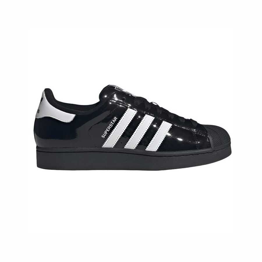 Adidas Originals Superstar II Patent Men's Shoes - High-Shine Leather Classic Shell Toe Sneakers For Streetwear - Black/White - 查看 1
