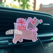 Kawaii'wiener Dog,Dachshund &STRAWBERRY&CHERRY' Y2K Patterns Design , Car Air Freshener Pendant - Cartoon Anime Style For Rearview Mirror, Vent Clip, Home & Office Decor, Creative & Fun Design, Idea Gifts For Friend
