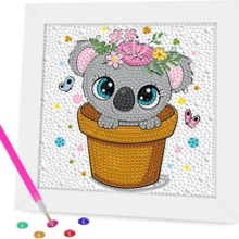 1pc Framed Teddy Bear Diamond Painting Craft, Sewing Animal Diamond Art, Children's New Year Excellent Drawing Reward Focus Practice Craft, New Year, Christmas, Birthday, Party Gift, Handmade Diamond Sloth Painting (With Frame), Student Back To School Diamond Painting - Watermelon Pink - View 17