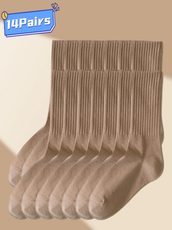 14 Pairs Of Men's Autumn And Winter Socks, Soft And Comfortable, Moisture-Absorbent, Anti-Perspirant, Antibacterial, Deodorant, Sports, Versatile, Same Style For Men And Women