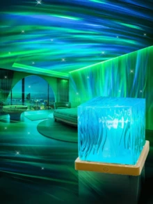 16-Color RGB Aurora Projection Night Light - Plug-In USB, Button Control To Switch Colors, Realistic Aurora Simulation, Suitable For Bedroom, Sleep Aid, Decorative Room (No Installation Required) - Multicolor - View 3