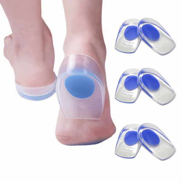 3 Pairs Blue GEL Heel Pads, Designed For Heel Pain Relief, Transparent Silicone U-Shaped Heel Cushions For Dress Shoes, Sneakers And Boots, Shock Absorbing