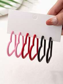 1 Pair Fashion 2025 Valentine's Day New Design Smooth Metal Heart-Shaped Earrings, Matte Red Lacquered Soft Heart Earrings, Versatile & Elegant Earrings For Women, Party & Daily Wear, Valentine's Day Gift - Small Heart-shaped Earrings - View 11