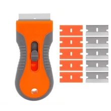 1 Set Of Cleaning Blade Scraper, Glass Scraper Scraper Tool, With 5 Steel And 5 Plastic Extra Blades, Used To Remove Stickers, Paper, Food Residue, Oil Stains, Paint And Glue On Ovens And Windows