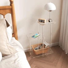 1pc Transparent Acrylic 3-Tier Round/Square Side Table, Detachable Coffee Table, Acrylic Coffee Table Nightstand, Suitable For Living Room, Bedroom, Study - Multicolor - View 6