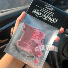 Kawaii'wiener Dog,Dachshund &STRAWBERRY&CHERRY' Y2K Patterns Design , Car Air Freshener Pendant - Cartoon Anime Style For Rearview Mirror, Vent Clip, Home & Office Decor, Creative & Fun Design, Idea Gifts For Friend