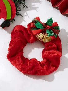 1/2 قطعة أربطة شعر من الفلوت للكريسماس، ربطات شعر بفيونكة جرس مزدوجة، اكسسوارات شعر لحفلات العطلات، لا تتلف الشعر، مناسبة للكريسماس والأطفال