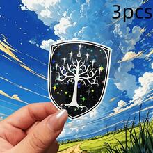 1pc/3pcs Gondor Sigil Sticker - Black & White Shield Design With Golden Tree & Stars, Durable Vinyl Decal For Car Bumper, Home, Or Outdoor Decor, Gondor Decor, Car Decal Stickers, Fantasy Theme, Highquality Scrapbook Supplies Scrapbook Stationery - Multicolor - View 13