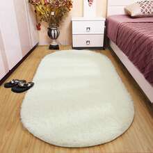 1pc Soft & Fluffy Oval Carpet, Suitable For Living Room & Bedroom, Polyester, Machine Washable, Multi-Purpose Indoor Rug, Home Decor, Holiday Decoration Kitchen Rug