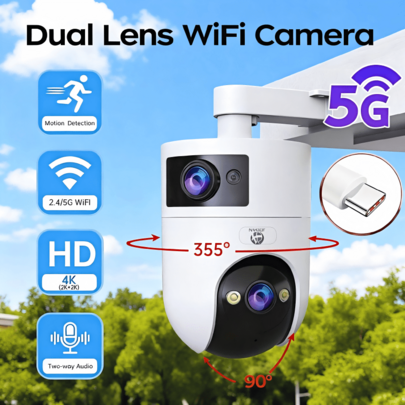 1 PIEZA Cámara de avanzada con vista de 360°, material premium de ABS IP66, diseño moderno de cúpula negra con características de conectividad 5G y zoom digital 5X, compatible con función impermeable y detección de movimiento humano, ofrece visión nocturna con luz de las estrellas, comunicación bidireccional, alarmas de voz, reproducción instantánea, compatible con Alexa y ONVIF, ideal para sistema de de oficina en el hogar