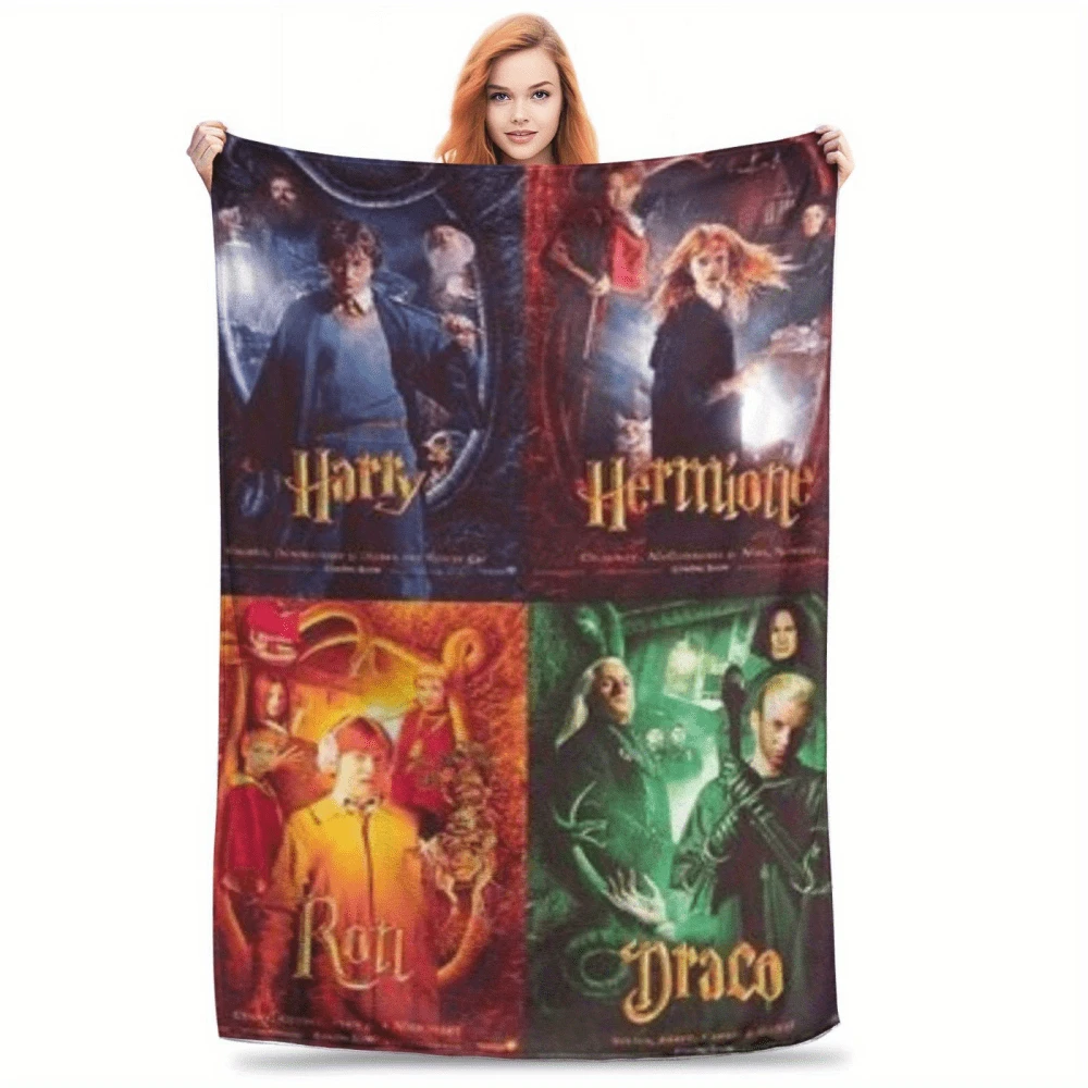 Premium Soft Blanket With Vivid Magical Inspired Character Print, Cozy Plush Throw Blanket For Home Decor, Ideal For Snuggling On Sofa Or Bed, Unique Patterned Blanket Perfect As A Gift - 白色 - 查看 1
