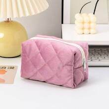 1pc Personalized Women's Name Travel Makeup Bag, Small Pink Bridesmaid Toiletry Pouch, Portable Zipper Closure, Checkered Organizer Bag For Vacation, Party, Travel, Personalized Handbag, Makeup Bag For Girls, Gift For Mom, Bestie, Bridesmaid, Secret Santa, Suitable For Birthday, Anniversary, Graduation, Back To School - Multicolor - View 8