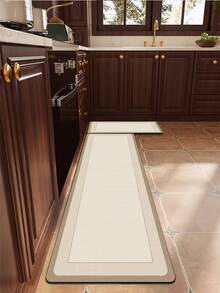 [HOT!!!] 1pc Soft Rubber Kitchen Mat, 3.5mm Thick Kitchen Rug, Beige Minimalist Style Absorbent Kitchen Mat Carpet, Can Be Self-Cut To Fit Kitchen Size, Surface Fabric Material, Middle Sponge Layer, Bottom Rubber Layer, Suitable For Kitchen Rugs, Kitchen Decor, Wedding Decor, Home Decor, Bathroom Mat, Entryway Mat, Laundry Room Mat, Hallway Carpet, Living Room Mat, Etc. - Multicolor - View 11