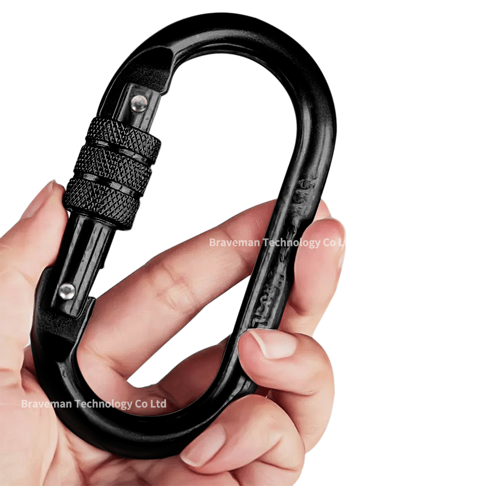 1 pieza Mosquetón de alta resistencia con clip de resorte y cierre de (Negro), con cierre de tornillo, grande de 11 cm, diseño sólido ovalado, superficie de metal suave, apto para hamacas, cuerdas, senderismo y equipo al aire libre, clip de , tensión ajustable, accesorio para hamaca