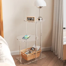1pc Transparent Acrylic 3-Tier Round/Square Side Table, Detachable Coffee Table, Acrylic Coffee Table Nightstand, Suitable For Living Room, Bedroom, Study - Multicolor - View 2