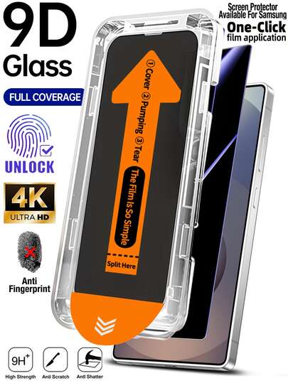 1 Pezzo Protezione schermo in vetro temperato antiriflesso con kit di installazione automatica compatibile con Samsung Galaxy S24 Ultra/S25 Ultra/24/23/22/21, copertura completa, anti-impronte, anti-caduta, anti-graffio, durezza 9H, vetro temperato antisfondamento, installazione ultra-rapida