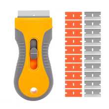 1 Set Of Cleaning Blade Scraper, Glass Scraper Scraper Tool, With 5 Steel And 5 Plastic Extra Blades, Used To Remove Stickers, Paper, Food Residue, Oil Stains, Paint And Glue On Ovens And Windows