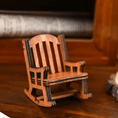 1pc Japanese Wooden Rocking Chair, Cute Home Decor, Miniature Furniture, Dollhouse Accessory, For Scene Photography & Resin Craft Desktop Decoration. Can Display Your Favorite Dolls Or Action Figures. Ideal For Dollhouse Decor, Room Decor, Office Desk Accessory, Bedroom Decor, Desktop Ornament, Personalized Gift, Garden Decor, Fairy Garden, Teen Creative Toy, Miniature Item, Birthday Gift, Valentine''s Day Gift.