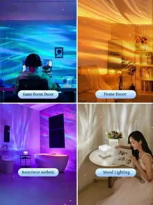 16-Color RGB Aurora Projection Night Light - Plug-In USB, Button Control To Switch Colors, Realistic Aurora Simulation, Suitable For Bedroom, Sleep Aid, Decorative Room (No Installation Required) - Multicolor - View 7
