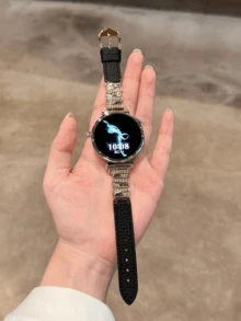 18mm, 20mm, 22mm Adjustable Length Faux Leather Watch Band, Compatible With Samsung Galaxy, Smartwatches, Durable, Soft And Breathable - Gold and Black - View 3