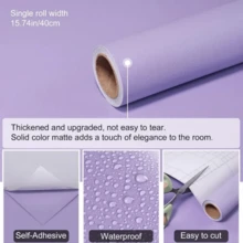 1 Roll, Solid Purple Wallpaper, Self-Adhesive And Removable Vinyl Wallpaper, Suitable For Home And Dorm Wall Renovations, Wardrobe, Cabinet, And Tabletop Decoration Wall Paper Wall Stickers Wall Decor Room Decor Bedroom Decor - Multicolor - View 4