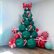 78/67/2pcs DIY Red & Green Latex Christmas Tree Set, Includes Red Bow/Silver Star With Candy Cane Foil Balloons, Christmas Decorations, Suitable For Room Decor, Home Decor, New Year, Christmas Wreath, New Year Decor, Christmas Tree Decor, Christmas Balloon Arch Decor, Christmas Tree Balloon Wreath Decor - Multicolor - View 4