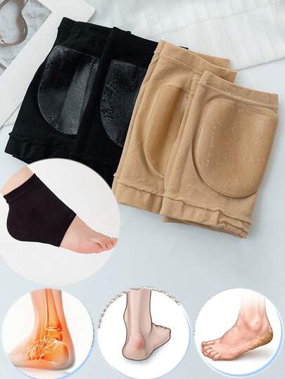 2片装足跟裂纹保护套，含硅胶保湿层，高弹性，透气性好，适用于户外、运动、旅行、居家、办公等各种足部保护场合。