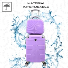 10kg 20-Inch Suitcase + Toiletry Bag Undocumented Lightweight Durable Carry-On Waterproof - Lilac Purple - View 5
