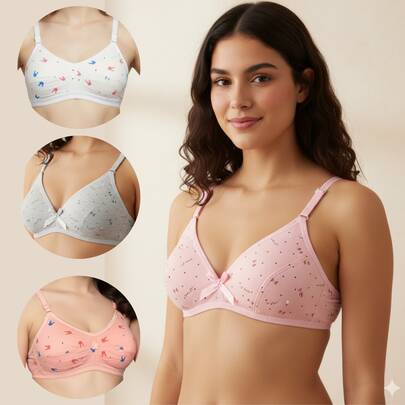 Kit 3 Sutiãs Juvenil Menina Mocinha Reforçado Algodão Adolescente Premium Importado