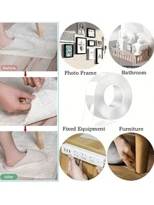 Schwere Ausführung (3 Meter), Nano doppelseitiges Klebeband, klare Montage-Klebebandstreifen zum Aufhängen von Bildern. Doppelseitiges Klebeband, schwere Ausführung (3 Meter), Nano doppelseitiges Klebeband, klare Montage-Klebebandstreifen zum Aufhängen von Bildern.