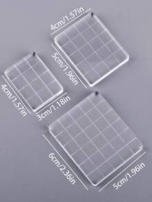 3pcs Acrylic Stamp Set With Comfortable Handles - Transparent, Grid Pattern, Precise & Easy To Use - Ideal For Scrapbooking And Crafting, 6 Size Options - Clear - View 6