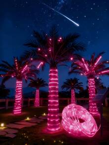 Solar-Powered Colorful LED String Lights, Home Decorative Solar Light Tubes, Available In 50/100/200/300 Bulb Options, With Choices Of Warm Color/Multicolor/White/Blue, Various Styles Of Outdoor LED Fairy String Lights. Fun Decorative Lights Suitable For Outdoor Garden Parties - 彩色 - 查看 1