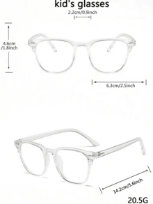 1 Pc Boys Girls Preteens And Teenager Square Acrylic Classic Rice Nail Fashion Plano Lens Glasses For Daily Use - 白色 - 查看 4