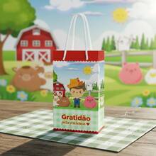 10 PICK UP AND ASSEMBLE Bags 13x24x6cm Cute Little Farm - Children's Birthday Party Souvenir And Thank You - Farm Animals Guest Souvenir Gift Packaging - Bag With Drawstring Handle With Tip For Children's Treats - 小農場 - 查看 6