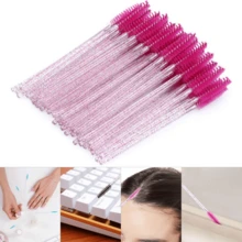 200/100/50/10PCS Eyelash Brushes, Mascara Wands With Container, Bendable Disposable Eyebrow Spoolies, Lash Brush For Lash Extensions, Eyebrow Spoolie, Castor Oil Brushes - Hot Pink - View 6