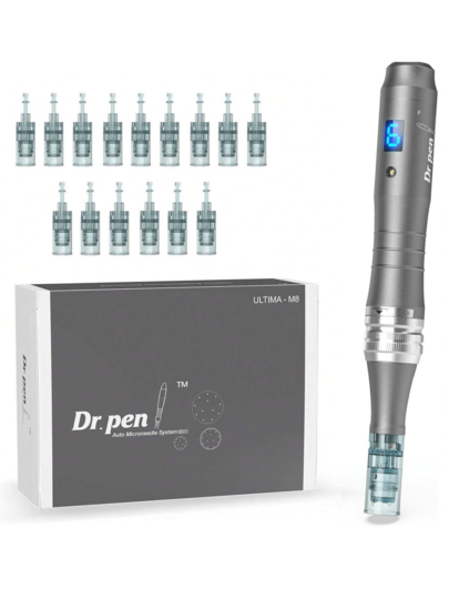 1pc Dr-Pen Ultima M8 Professional Microneedling Pen With 2 Cartridges-16 Pins/20 Cartridges For Dr.Pen M7S/M8,USB Rechargeable Derma Stamp Pen, Skin Care Tool For Face And Body Skin Care Tool Kits For Women Men