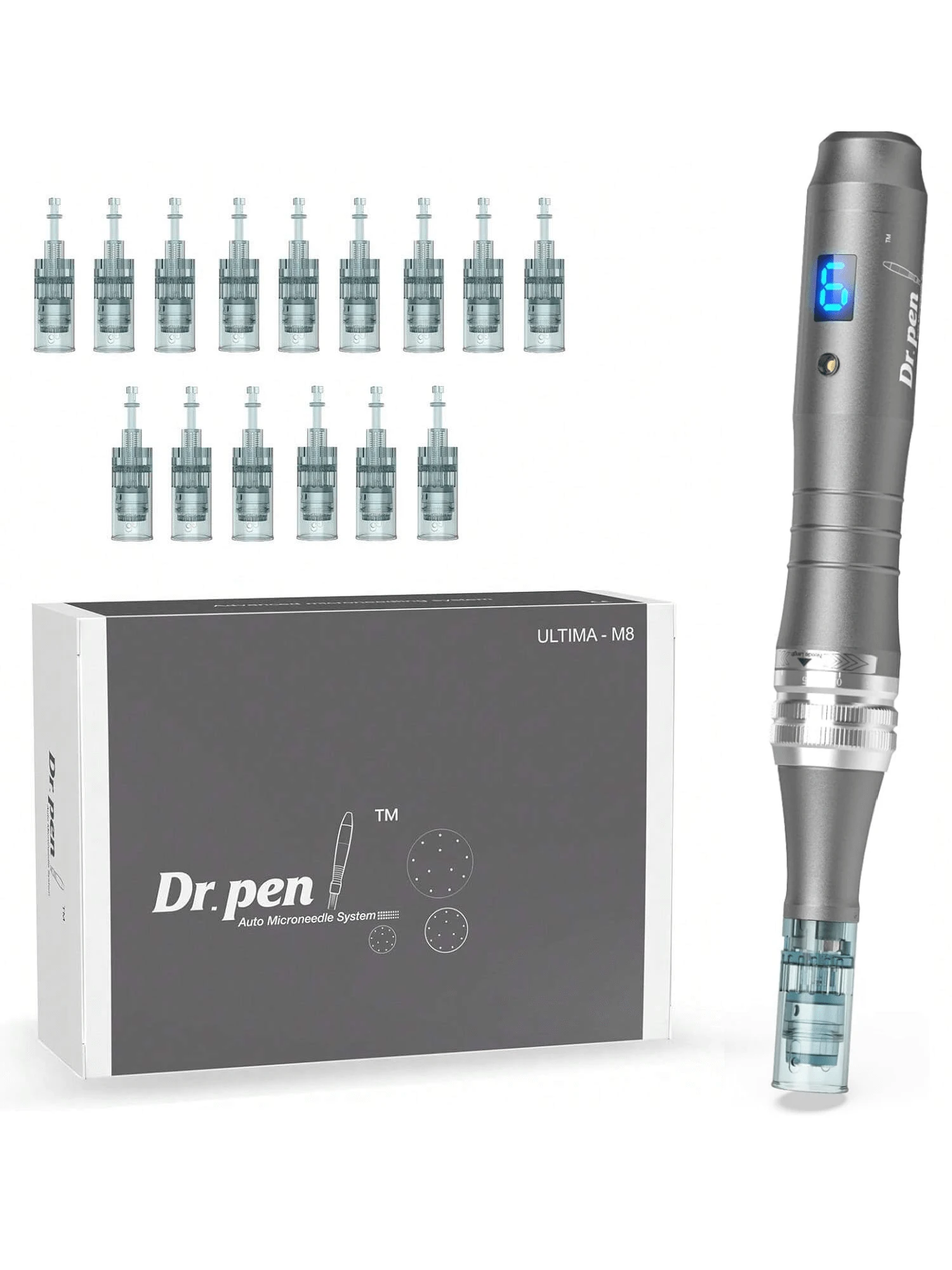 1pc Dr-Pen Ultima M8 Professional Microneedling Pen With 2 Cartridges-16 Pins/20 Cartridges For Dr.Pen M7S/M8,USB Rechargeable Derma Stamp Pen, Skin Care Tool For Face And Body Skin Care Tool Kits For Women Men - Multicolor - View 1