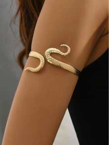1pc Minimalist Hollow Multi-Layer Cross Exaggerated Personalized Bangle Bracelet, Fashionable & Adjustable - Gold - View 2