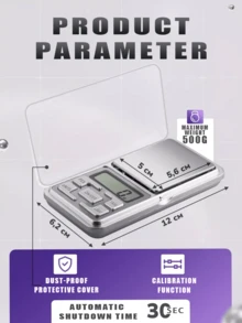1 pieza Báscula digital portátil - Báscula de joyería, báscula de cocina, alta precisión, capacidad 500g/1.1lb, conversión de múltiples unidades, tara de un solo botón, bandeja para pesar polvo, bandeja para pesar oro, bandeja para hojas de té, bandeja de pesaje conveniente, báscula de joyería electrónica, pantalla LCD, adecuada para el pesaje diario de joyería, metales preciosos, polvo y otros artículos pequeños. Artículo esencial de cocina. Funciona con 2 baterías AAA, baterías no incluidas. - Multicolor - Ver 6