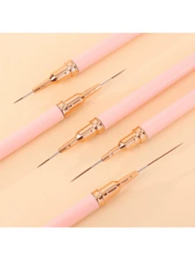 5 Pennelli per arte di unghie, set da 5 pezzi con manico in plastica, strumenti per arte di unghie per linee lunghe, disegni fini, dimensioni 7/9/11/15/25mm (rosa), strumenti per decorazione di unghie, penna per disegni fini