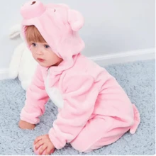 Mono unisex para gatear de bebés de 0 a 3 años, disponible en 6 colores y 6 diseños diferentes, con 6 diseños de animales cartoon: conejo blanco, cerdito, dinosaurio azul, serpentita verde, ternero marrón y ardilla marrón, pato. Es cómodo, suave y cálido, perfecto para usar en temporadas de otoño e invierno; funciona tanto como ropa para gatear como prenda versátil que se puede usar tanto en casa como fuera. - Rosa - Ver 7