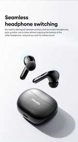 Philips True Wireless Bluetooth Earbuds TAT1320，In-ear, High-fidelity Sound, Call Noise Cancellation, Universal for phones pad，for sport gaming - 黑色 - 查看 11