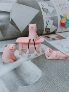 Decoração de Mesa Fofa de Porquinho, Miniatura Adorável de Porco, Ornamento de Mesa Encantador de Porco Rosa Semelhante a Boneca, Miniatura Decorativa de Animal em Resina, Artesanato Colecionável Kawaii