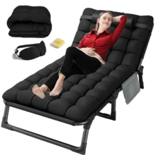 Cama plegable portátil para acampar(182 x 62 cm): catre ajustable multifuncional, apto para acampadas al aire libre y uso en interiores. Incluye antifaz y tapones para los oídos. - Negro - Ver 13